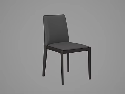 Modern Black Dining Chair With Sleek Leather Upholstered Seat And Back And Thin Wooden Legs 3d model