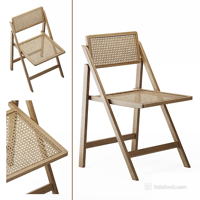 Modern Leisure Chair With Wooden Frame And Woven Backrest Seat Design 3d model 