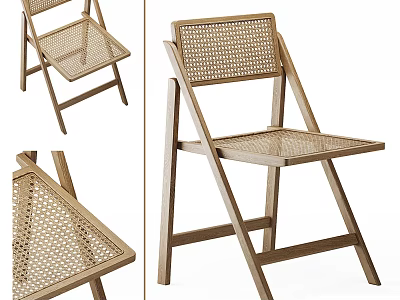Modern Leisure Chair With Wooden Frame And Woven Backrest Seat Design 3d model