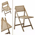 Modern Leisure Chair With Wooden Frame And Woven Backrest Seat Design