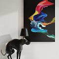 Vibrant Colorful Flowing Forms Modern Abstract Oil Painting On Black Background Canvas
