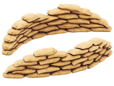 Arched Stacked Sandbags Arrangement With Curved Shape For Flood Protection 3d model