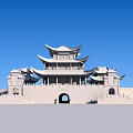 The Status Quo of Ancient Chinese-style Yueyang Building 3d model