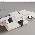 Modern Multiplayer Sofa Module Sofa Back-to-Back Sofa 3d model