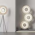 Modern Floor Lamp With Circular Shade Tripod Base And Stacked Layer Design 3d model