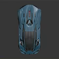 Blue Futuristic Concept Sports Car Featuring Sleek Body Design Unique Wheels Transparent Roof