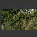 3D Topographic Terrain Model With Green Yellow Landforms And Ridges