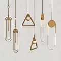 Modern Geometric Pendant Lights With Brass Finish Triangular Circular And Linear Designs 3d model