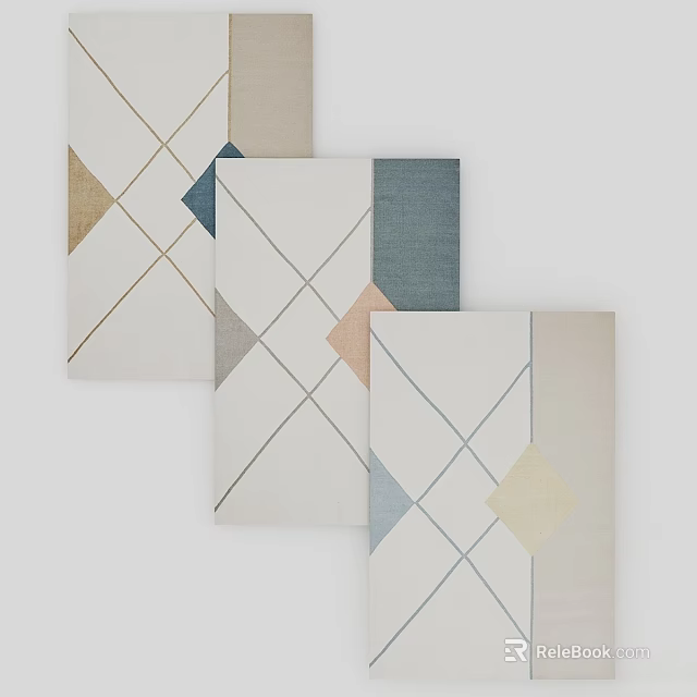 Modern Square Rugs With Geometric Patterns And Neutral Tones For Interior Decor 3d model