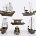Various Handcrafted Wooden Boat Models With Sails Cabins And Classic Designs