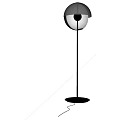 Modern Floor Lamp With Black Metal Stand And Brown Hemispherical Shade For Home Living Decor
