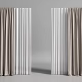 Beige White Modern Minimalist Curtains with Soft Vertical Pleats for Home Window Decor