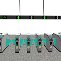 Public Facility Access Control System With Multiple Turnstiles And Overhead Indicators 3d model