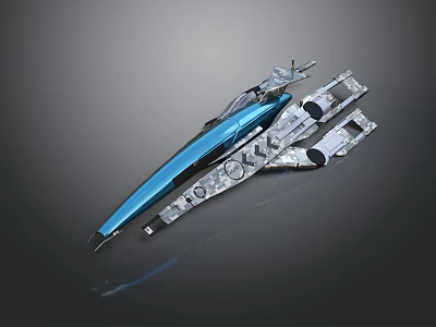 Futuristic Mechanical Device With Blue And Silver Streamlined Structure And Detailed Components 3d model