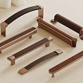 Elegant Modern Furniture Handles With Leather And Bronze Metal Finishes
