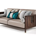 New Chinese-style double sofa 3d model