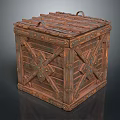 Rustic Vintage Wooden Storage Crate With Metal Cross Straps And Handles