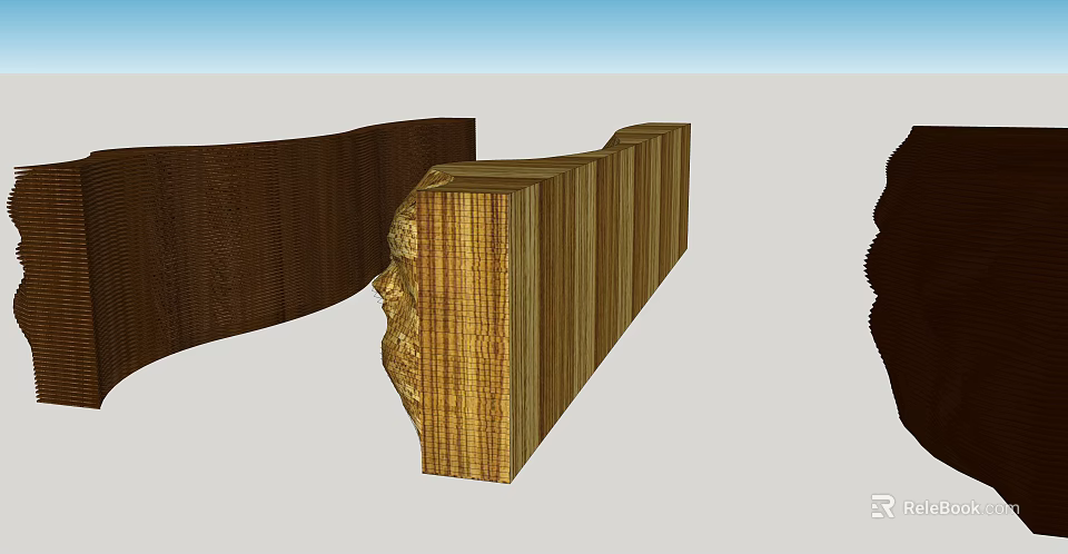 Wooden Building Exterior Wall With Intricate Carved Details And Vertical Panels 3d model 