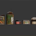 Rusty Food Cans In Various Shapes And Sizes With Metal Containers
