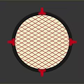 Useful Circular Household Item With Black Rim Red Grid Pattern And Four Red Fasteners