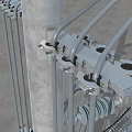 Industrial Equipment Tower Structure With Cylindrical Sections A B C Metal Framework And Supports