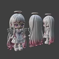 Cute Game Movie Character With White Long Hair Pink Gradient Halo Wings And Purple Eyes