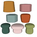 Soft Plush Sofa Stools With Multiple Colors And Different Shapes 3d model