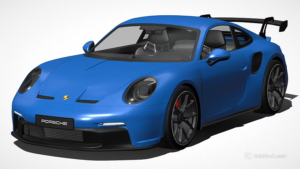 Blue Porsche Sports Car Featuring Sleek Design And Aerodynamic Exterior Features 3d model 