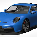 Blue Porsche Sports Car Featuring Sleek Design And Aerodynamic Exterior Features