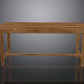 Wooden Table With Solid Wood Rectangular Top And Sturdy Legs Design
