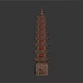 Traditional Chinese Pagoda Architecture With Multi tiered Wooden Structure And Base Door