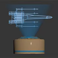3D Holographic Blue Mechanical Structure On Metallic Base With Glowing Ring