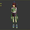 Anime Style Game Movie Character With Long Hair Wearing School Uniform And Mechanical Armor