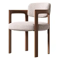 Modern Dining Chair With Wooden Frame Upholstered Seat And Light Gray Fabric