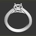 Elegant Silver Diamond Ring With Solitaire Center And Side Stones 3d model