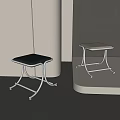 Modern Minimalist Stools With Metal Frame And Black Beige Leather Seats