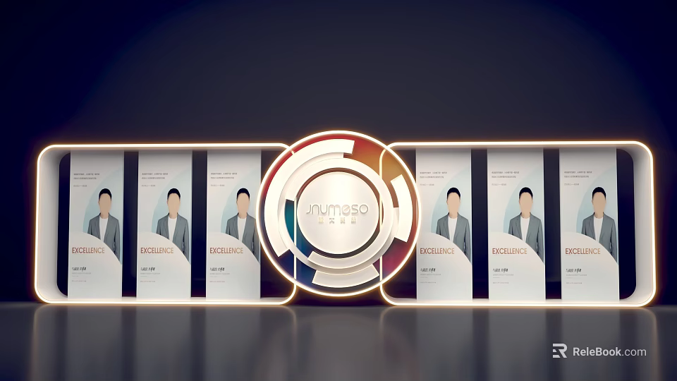 Modern Person Display Boards With Circular PULSE Logo And Lighting Effect 3d model 