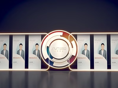 Modern Person Display Boards With Circular PULSE Logo And Lighting Effect 3d model