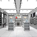 Modern Retail Store Interior With Shelves Display Units And Lighting 3d model