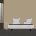 Modern Light Gray Two-Seater Sofa With Cushions Black Metal Legs And Side Table