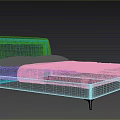 Modern Double Bed With Light Green Headboard White Mattress And Black Slim Legs