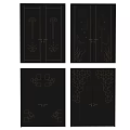 Black Double Doors With Intricate Gold Ornate Patterns And Geometric Designs 3d model