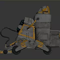 Advanced Computerized Multi Legged Robot with Metallic Yellow Gray Mechanical Industrial Design