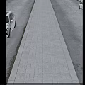 Road Infrastructure Featuring Brick Paved Central Pathway And Cars On Both Sides 3d model