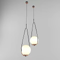 Modern Interior Design Pendant Lights With White Spherical Shades And Black Metal Frames