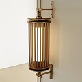 Elegant Gold Wall Lamp With Vertical Stripes Cylindrical Design And Warm Light 3d model