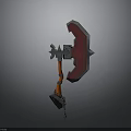 Red Orange Battle Axe Weapon With Metal Head And Chain Handle