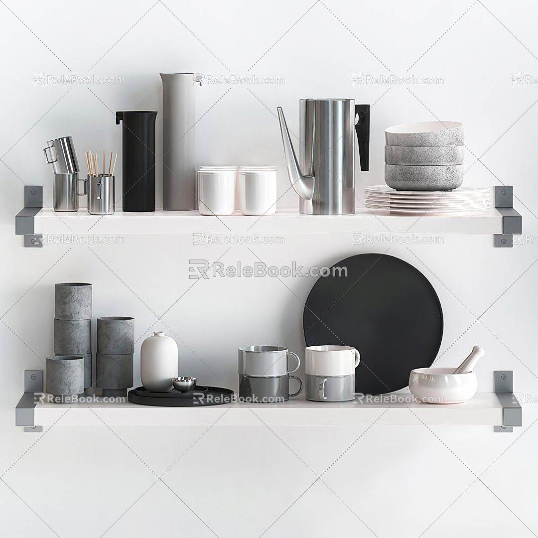 Modern Tableware Ornaments Combination 3d model