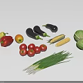 Fresh Variety Of Vegetables With Eggplants Yellow Red Bell Peppers Tomatoes Corn Cabbage And Scallions