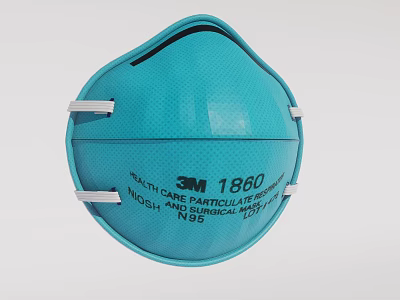 3M 1860 N95 Health Care Medical Respirator Particulate Protection Device 3d model